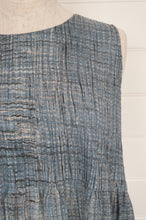 Load image into Gallery viewer, Neeru Kumar sleeveless cotton sundress in light denim blue, handpainted fabric.
