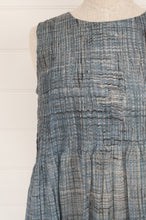 Load image into Gallery viewer, Neeru Kumar sleeveless cotton sundress in light denim blue, handpainted fabric.