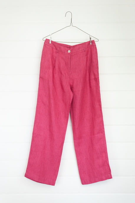 Nice Things pink linen straight leg pant.