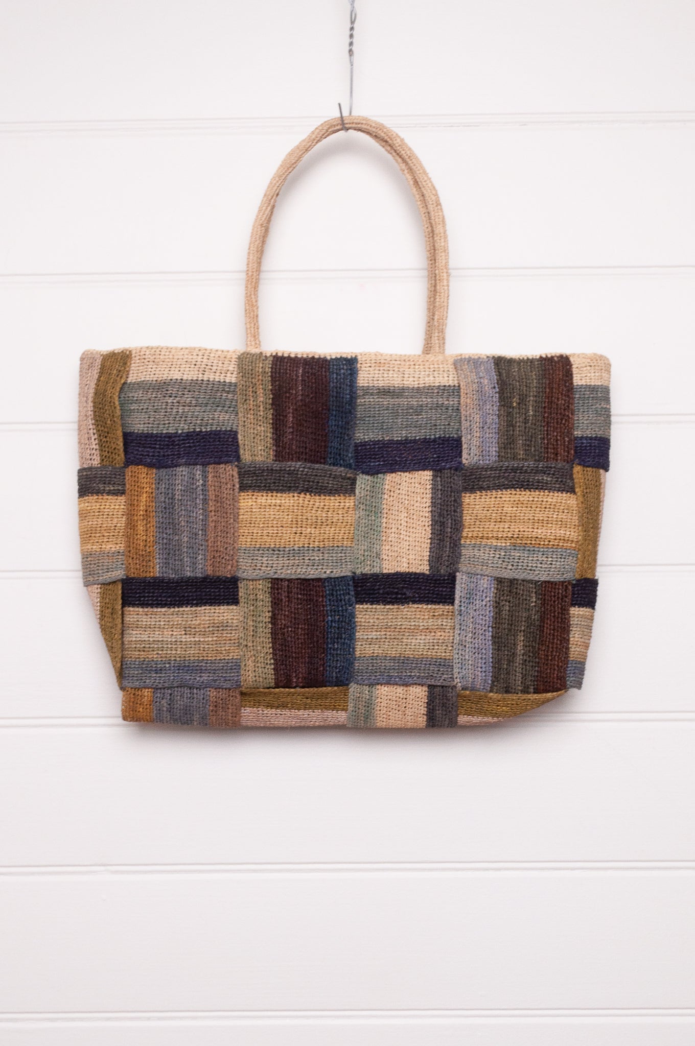 Sophie Digard crocheted and woven striped raffia bag.