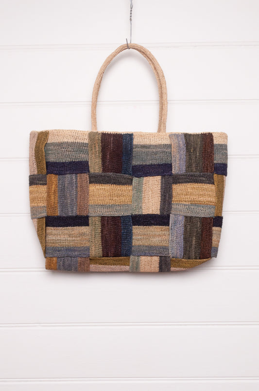 Sophie Digard crocheted and woven striped raffia bag.