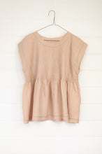 Load image into Gallery viewer, DVE one size sleeveless Rima top, pintucked with hand stitching in chai tea linen.