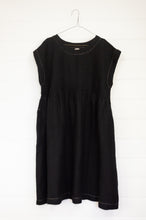Load image into Gallery viewer, DVE one size sleeveless Rima dress, pintucked bodice with hand stitching in black linen.