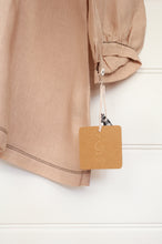 Load image into Gallery viewer, DVE Anisha pintucked three quarter sleeve top in chai tea linen.