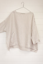 Load image into Gallery viewer, Frockk Louise one size oversized linen tunic top in natural and white stripe.