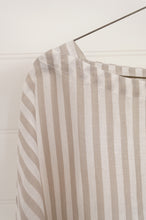 Load image into Gallery viewer, Frockk Louise one size oversized linen tunic top in natural and white stripe.