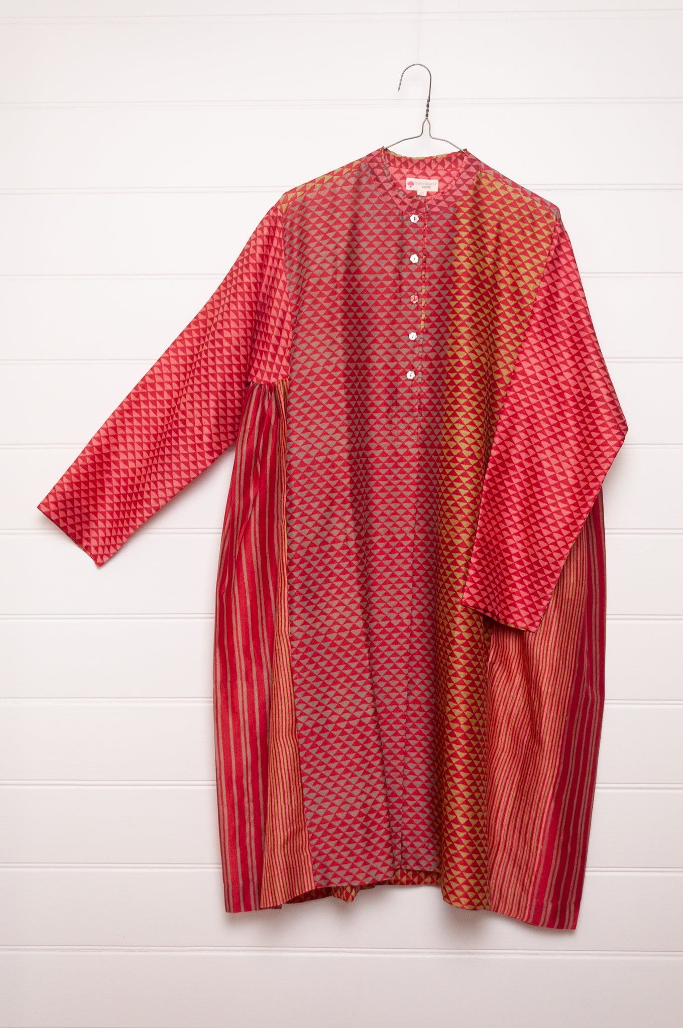 Brahma Karma chanderi cotton silk tunic dress - cherry