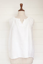 Load image into Gallery viewer, Frockk Lucy linen top, white sleeveless with gathered neck.