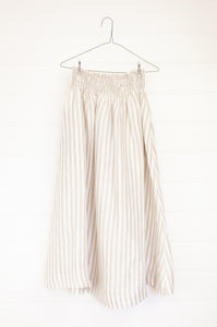 Frockk one size linen Lulu skirt maxi length  in natural linen stirpe.