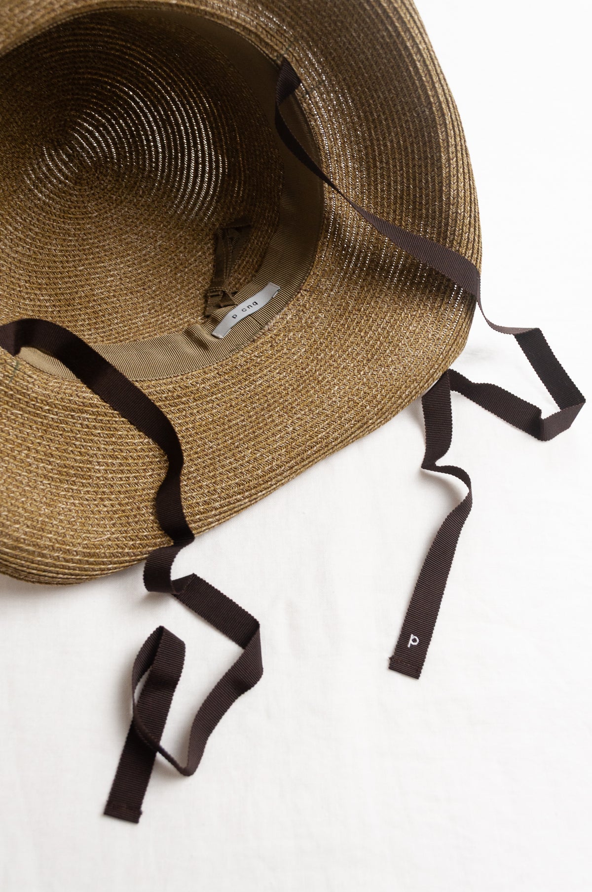 PCNQ made in Japan paper sun hat with ribbon tie Leonie in olive green.