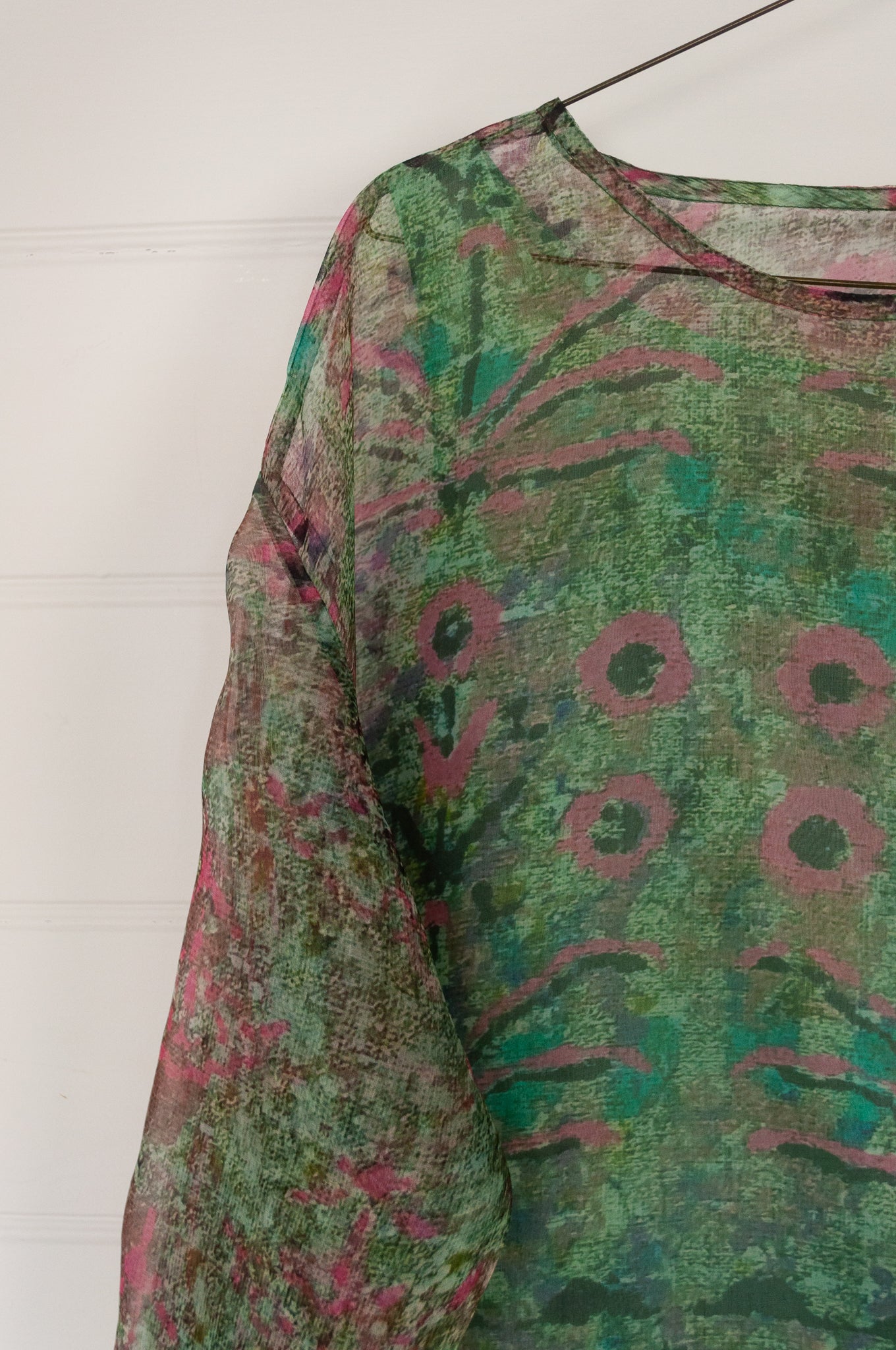 Yavi silk organza top in original impressionist print.