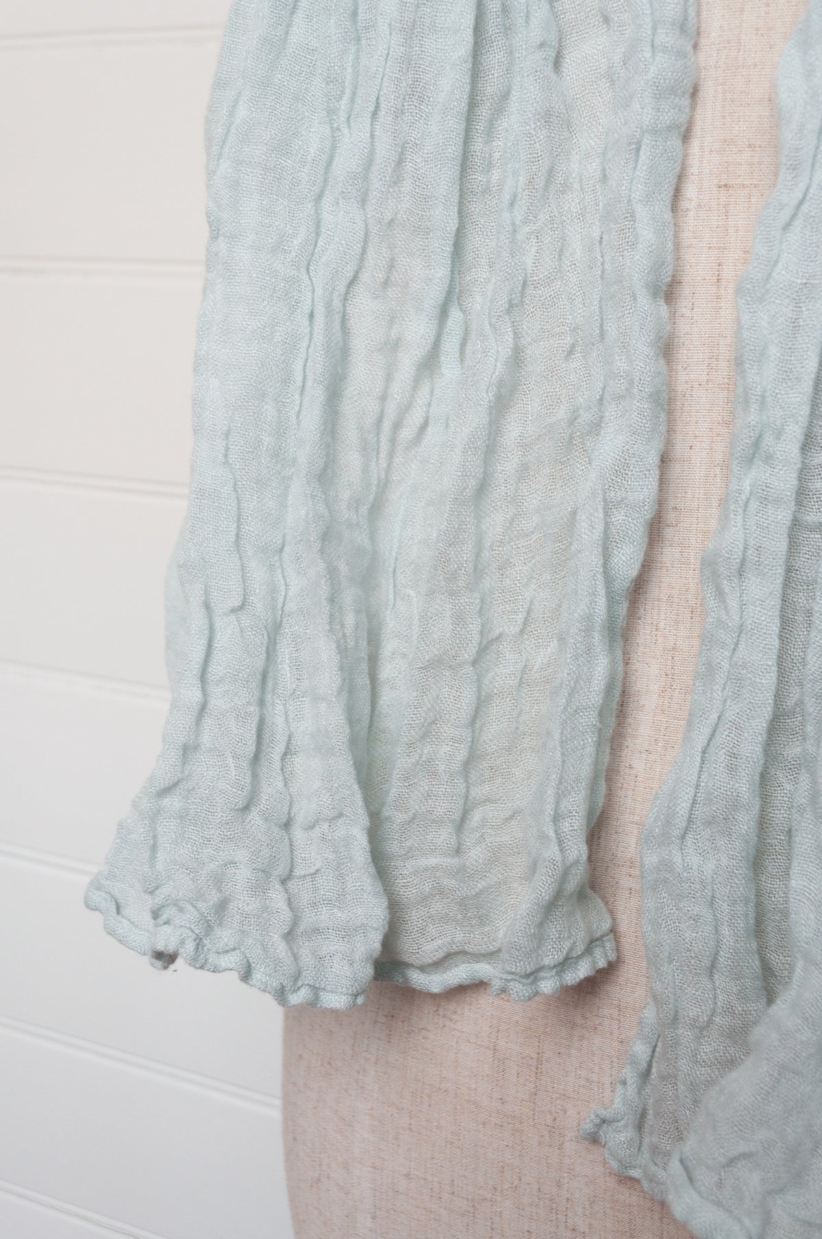 Made in Lithuania pure linen scarf in ice blue.