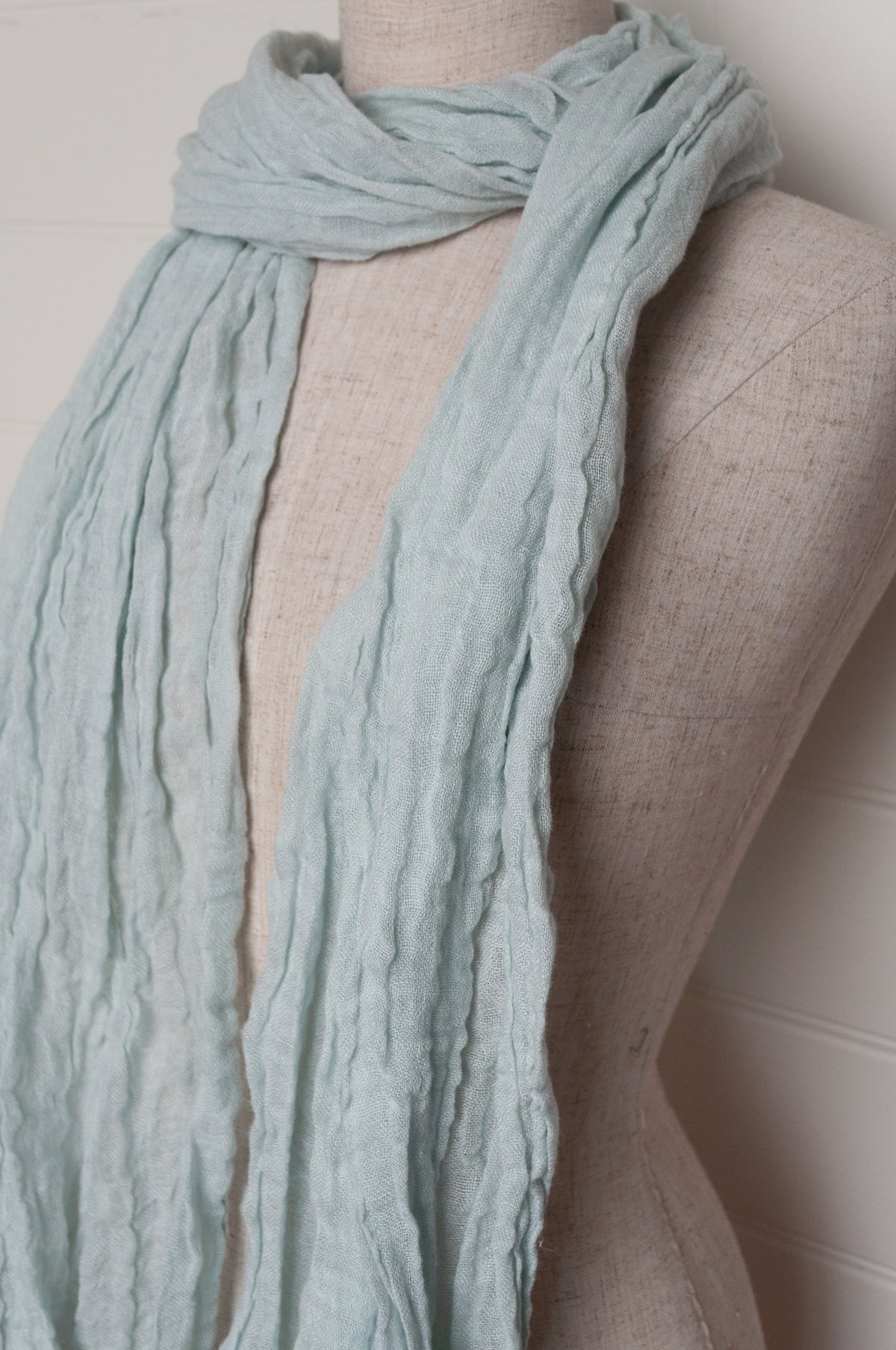 Made in Lithuania pure linen scarf in ice blue.