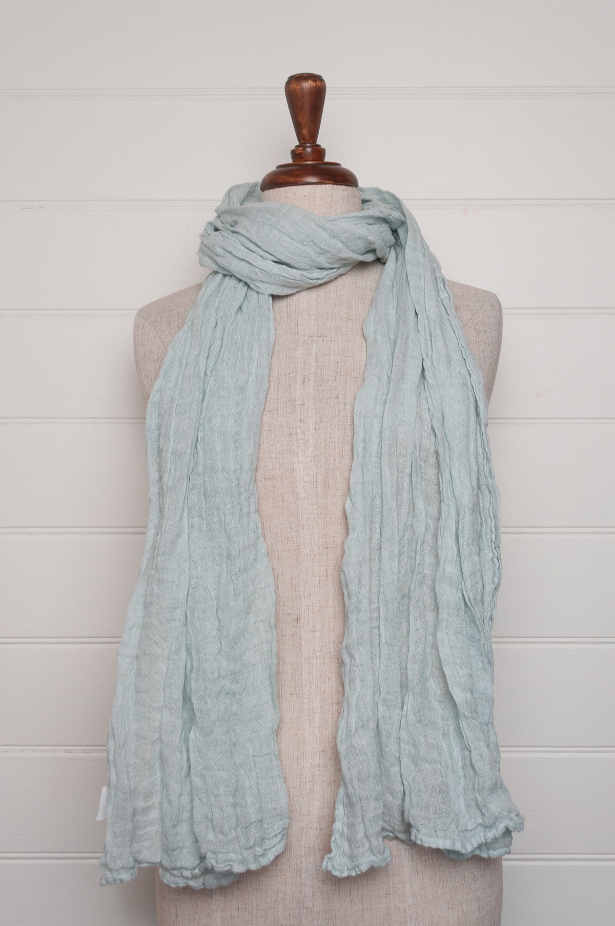 Made in Lithuania pure linen scarf in ice blue.