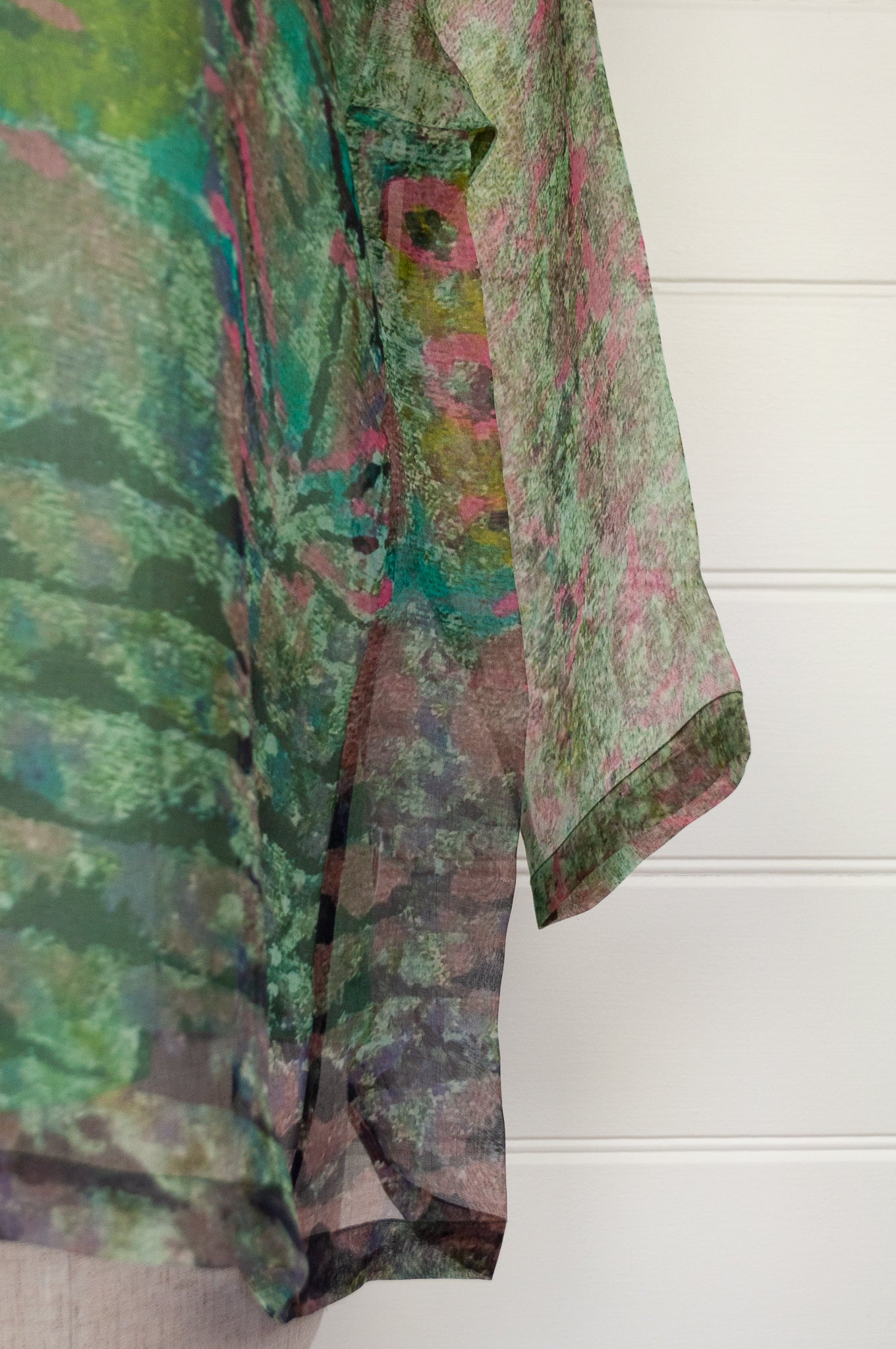 Yavi silk organza top in original impressionist print.