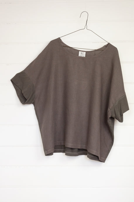 Valia made in Melbourne easy fit Maxi top in taupe.