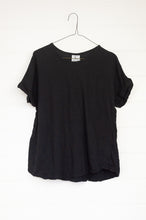 Load image into Gallery viewer, Valia made in Melbourne cotton knit Seaside tshirt top in black.