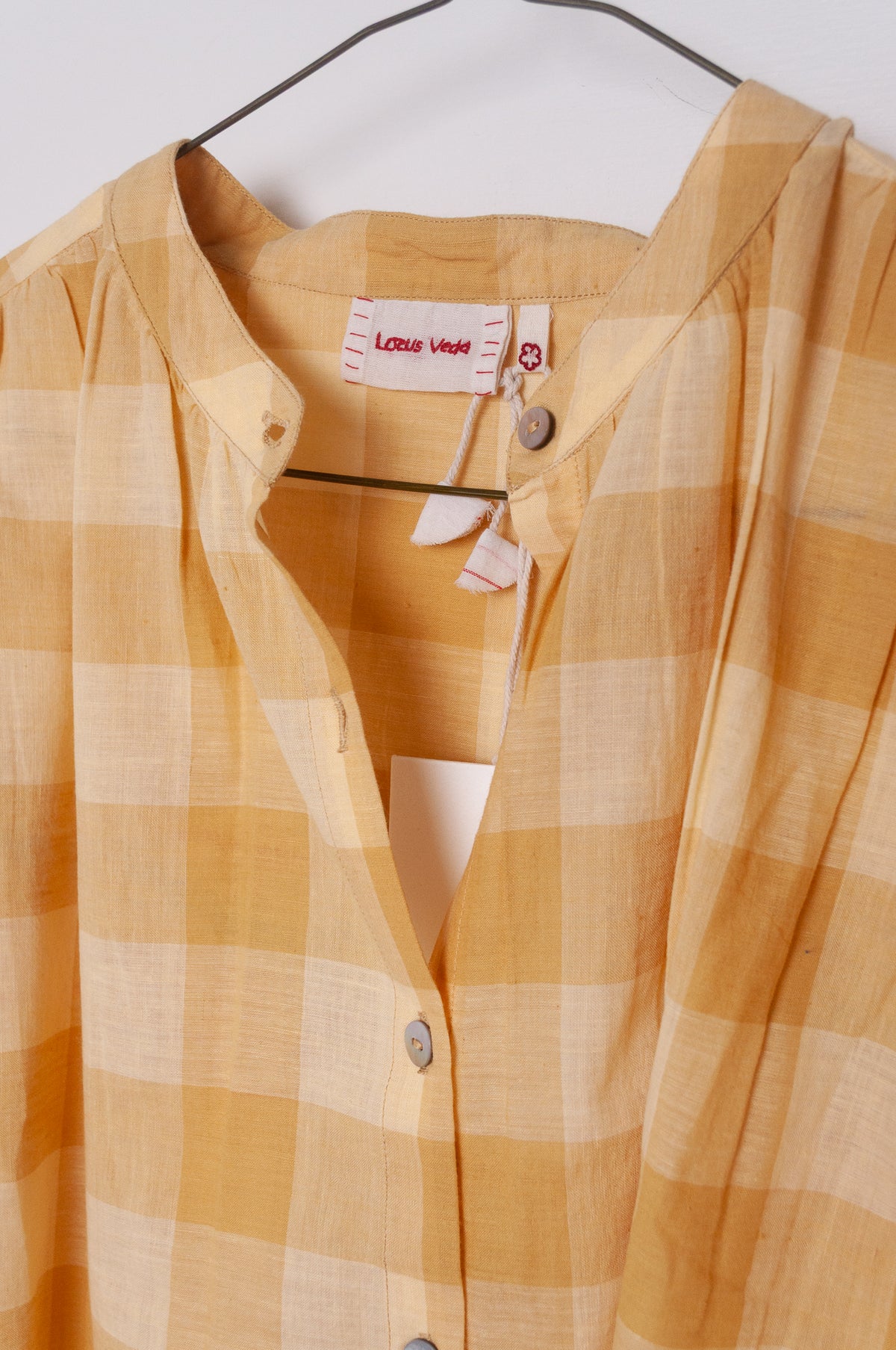 Lotus Veda Daffodil handloom cotton shirt - yellow checks