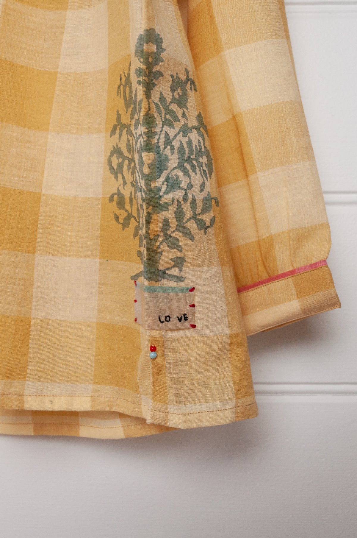 Lotus Veda Daffodil handloom cotton shirt - yellow checks
