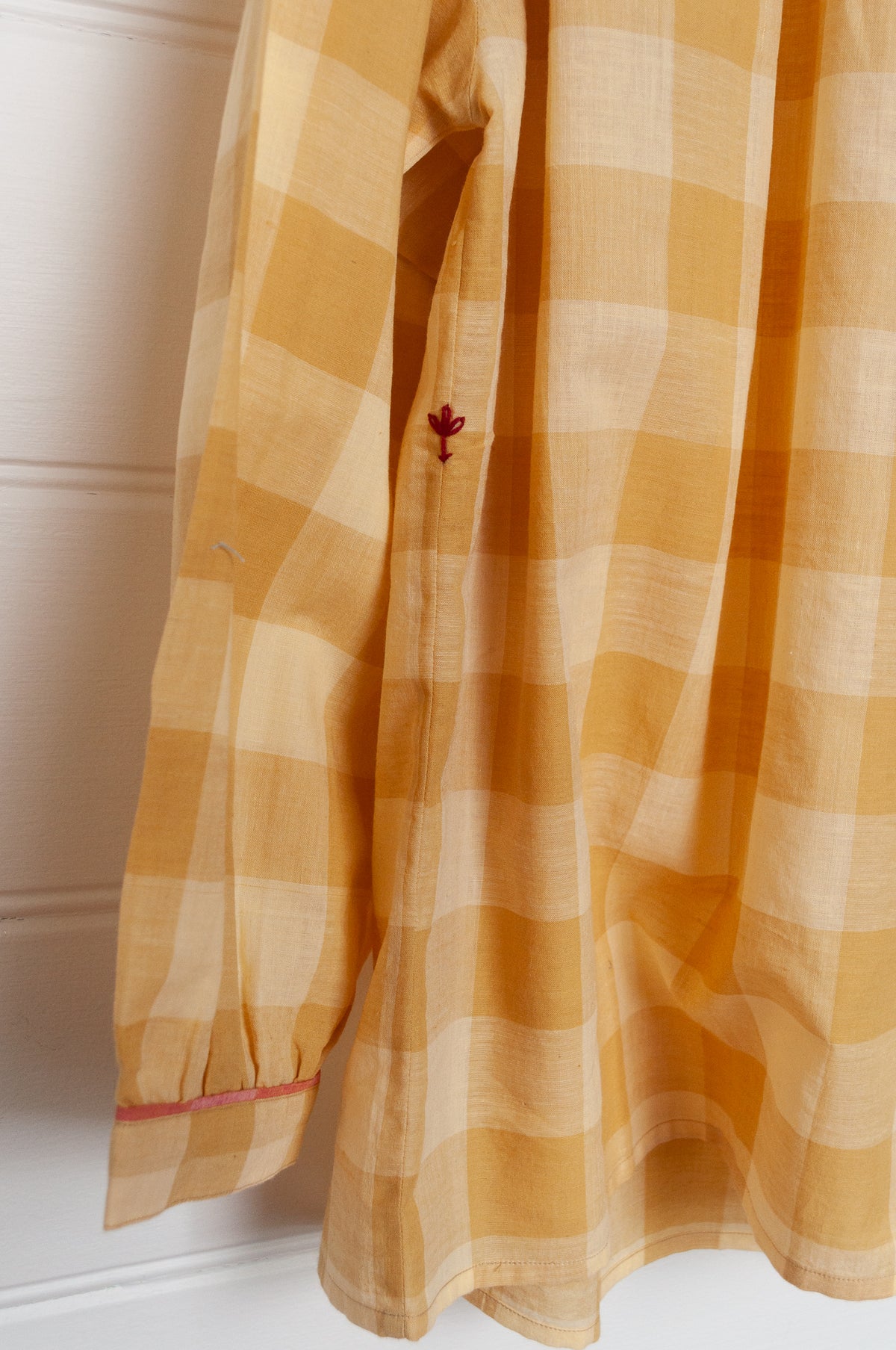 Lotus Veda Daffodil handloom cotton shirt - yellow checks
