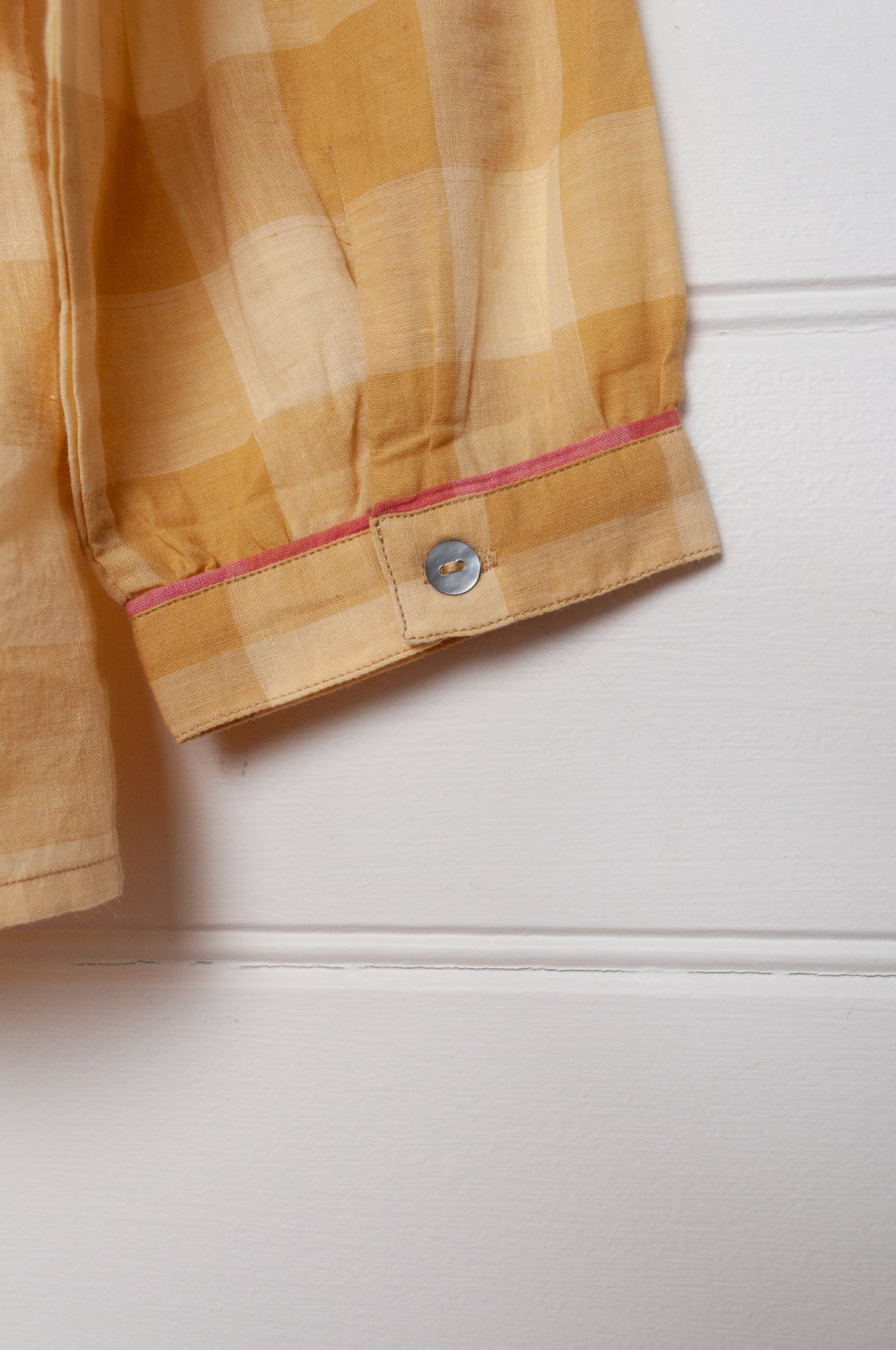Lotus Veda Daffodil handloom cotton shirt - yellow checks
