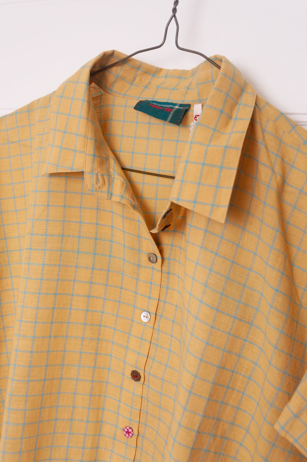 Lotus Veda Elanor handloom cotton shirt - yellow checks