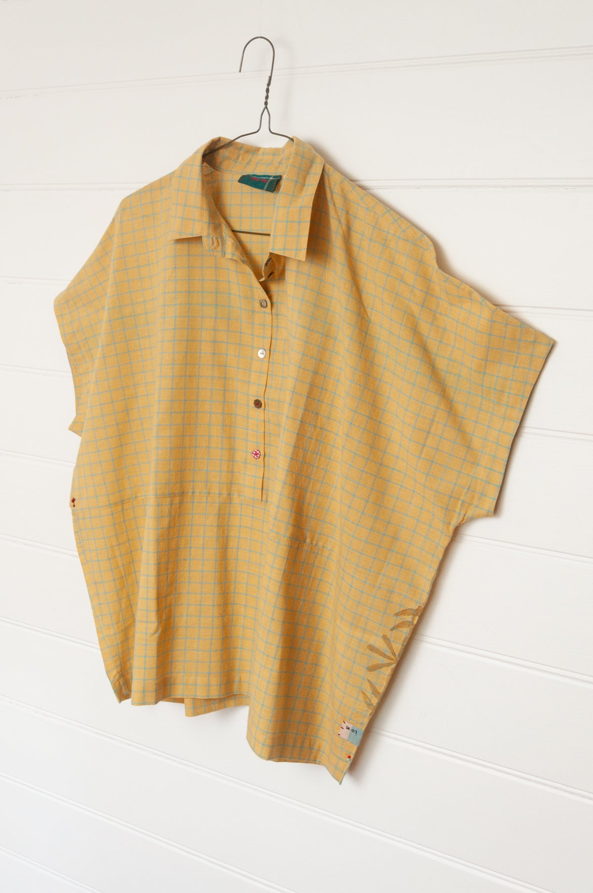 Lotus Veda Elanor handloom cotton shirt - yellow checks