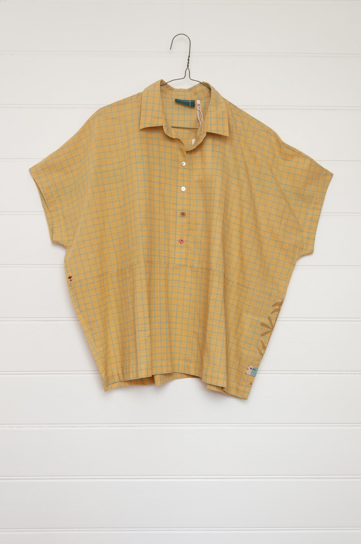 Lotus Veda Elanor handloom cotton shirt - yellow checks