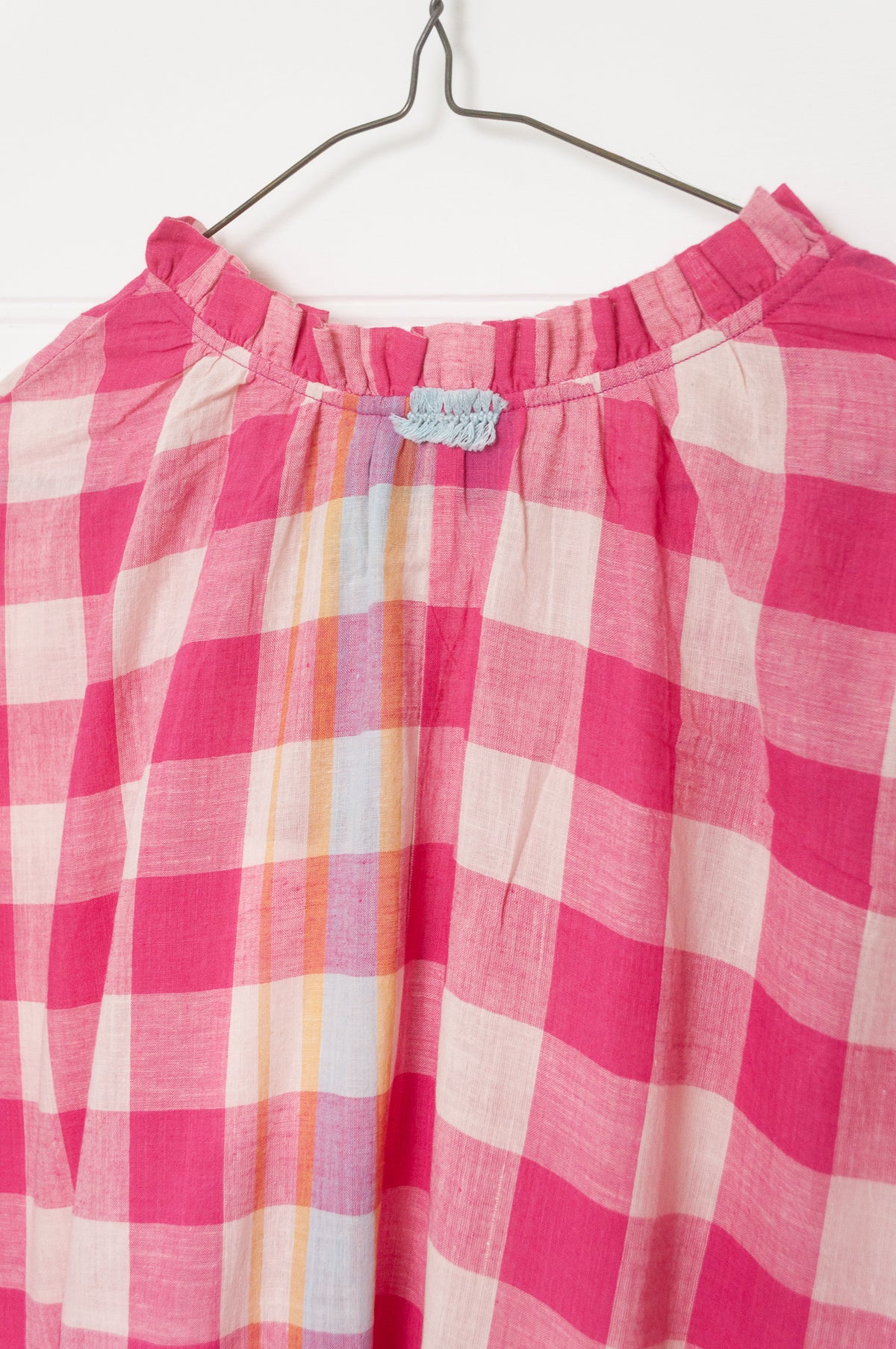Lotus Veda River handloom cotton dress - pink checks