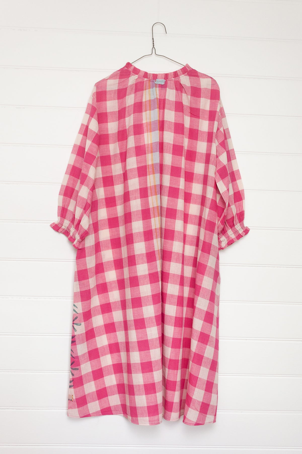 Lotus Veda River handloom cotton dress - pink checks