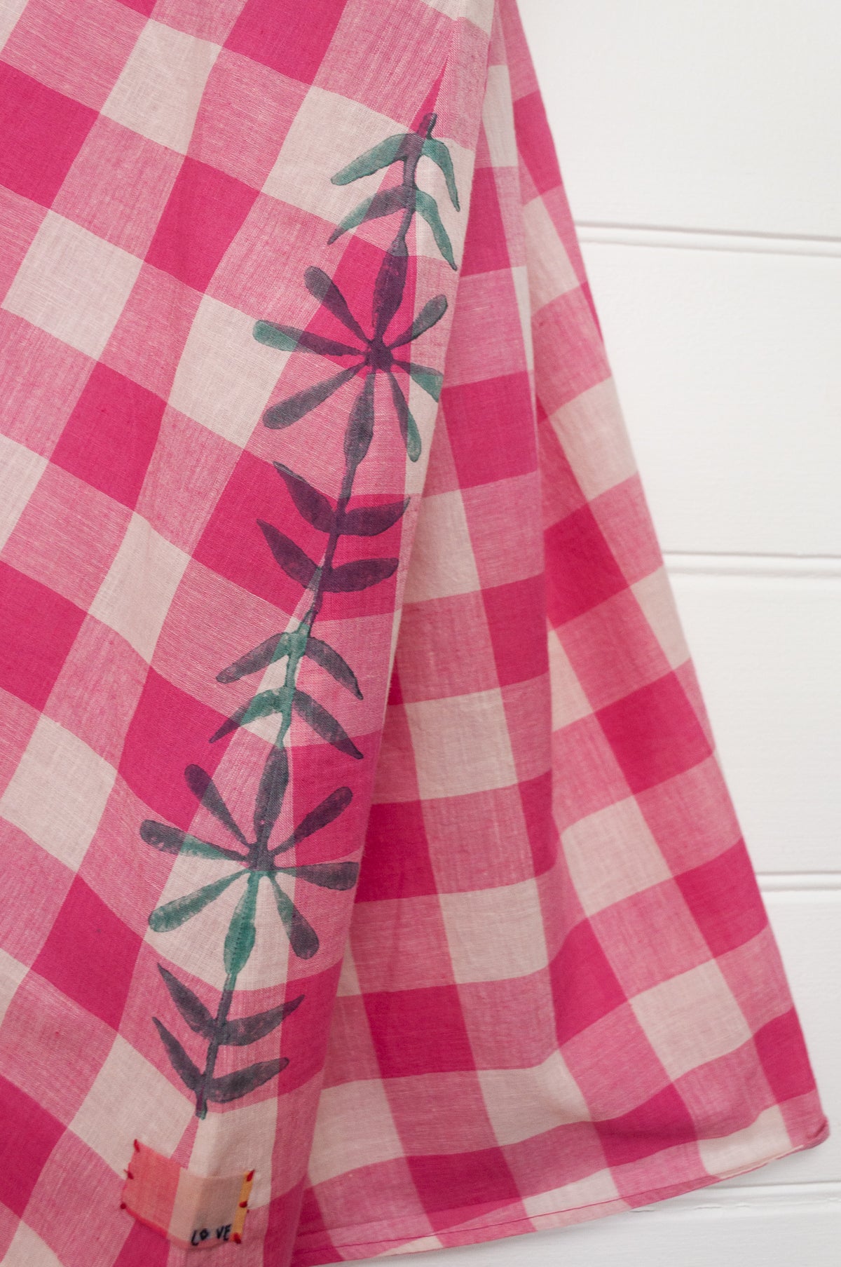 Lotus Veda River handloom cotton dress - pink checks