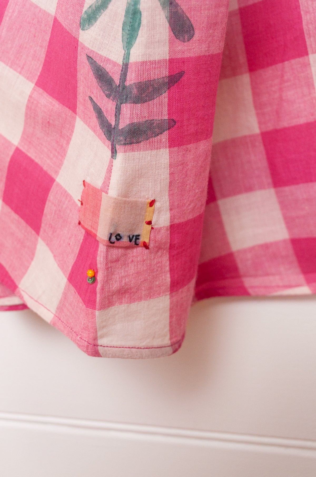 Lotus Veda River handloom cotton dress - pink checks