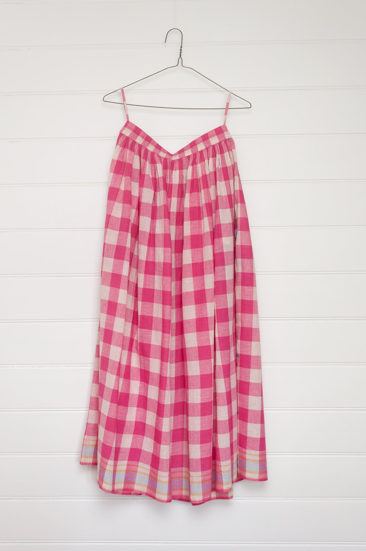 Lotus Veda True handloom cotton skirt - pink checks