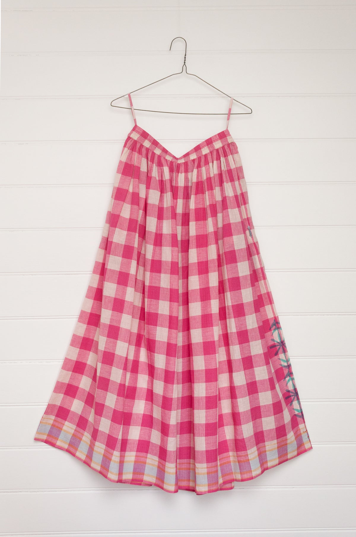 Lotus Veda True handloom cotton skirt - pink checks