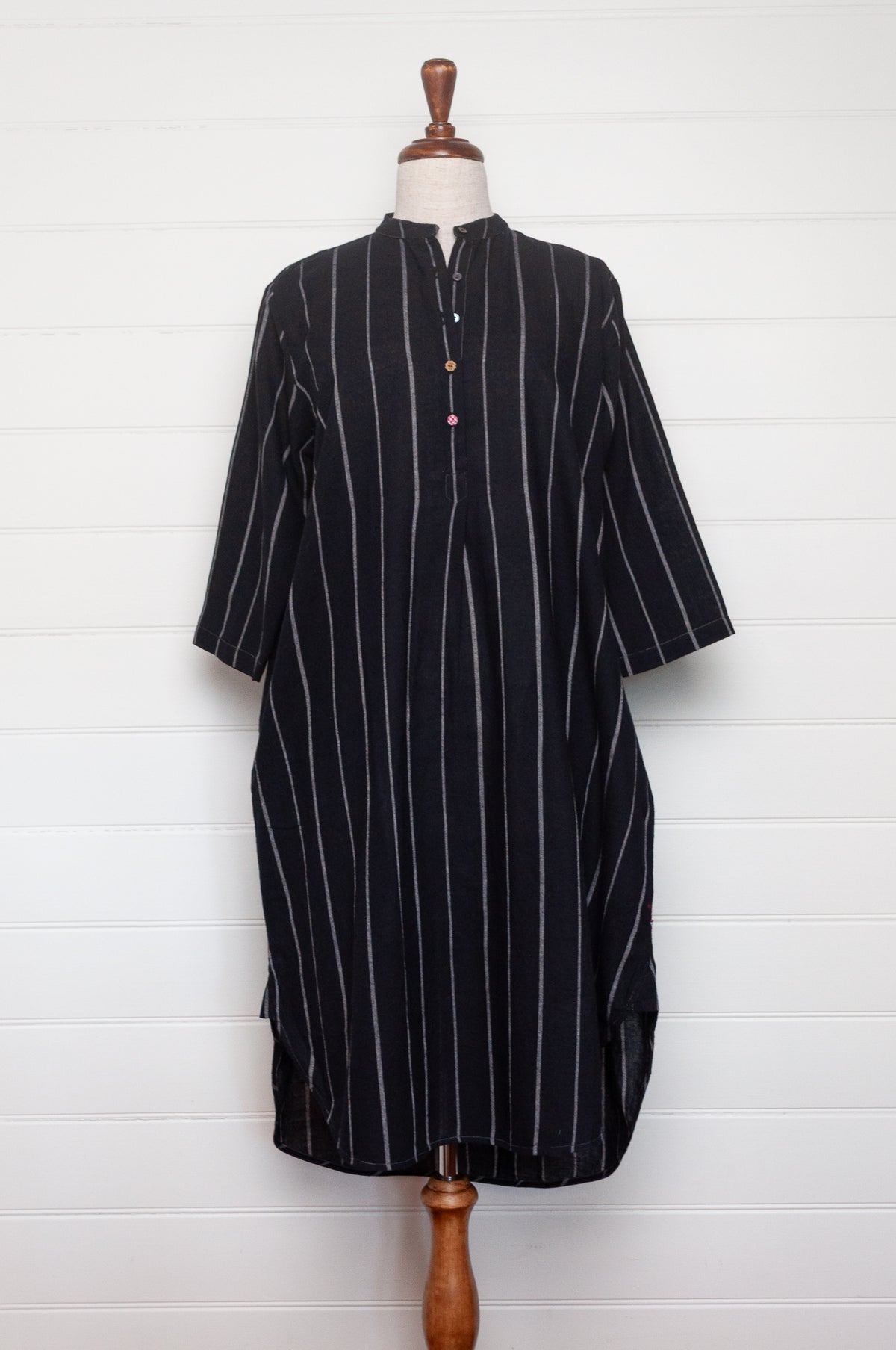 Lotus Veda Hope kala cotton kurta - black stripe