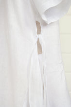 Load image into Gallery viewer, Banana Blue white linen tunic with side ties.