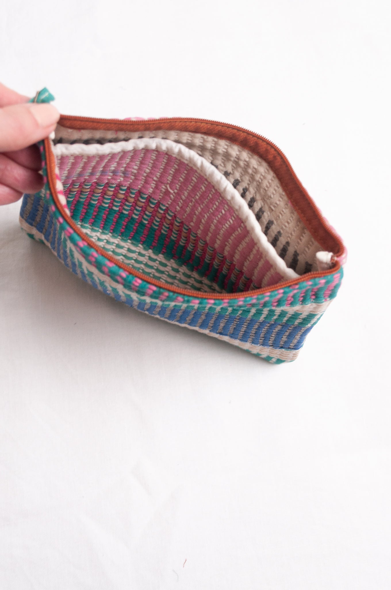 Vintage lohori kantha pouch - stripes