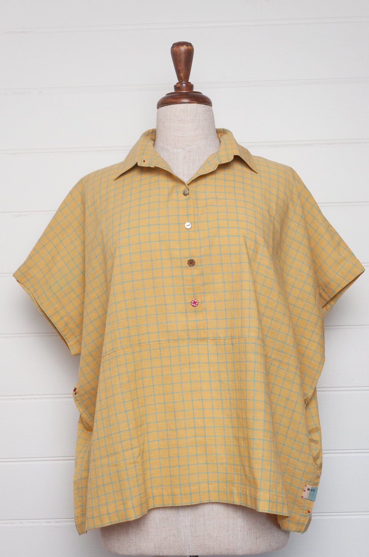 Lotus Veda Elanor handloom cotton shirt - yellow checks
