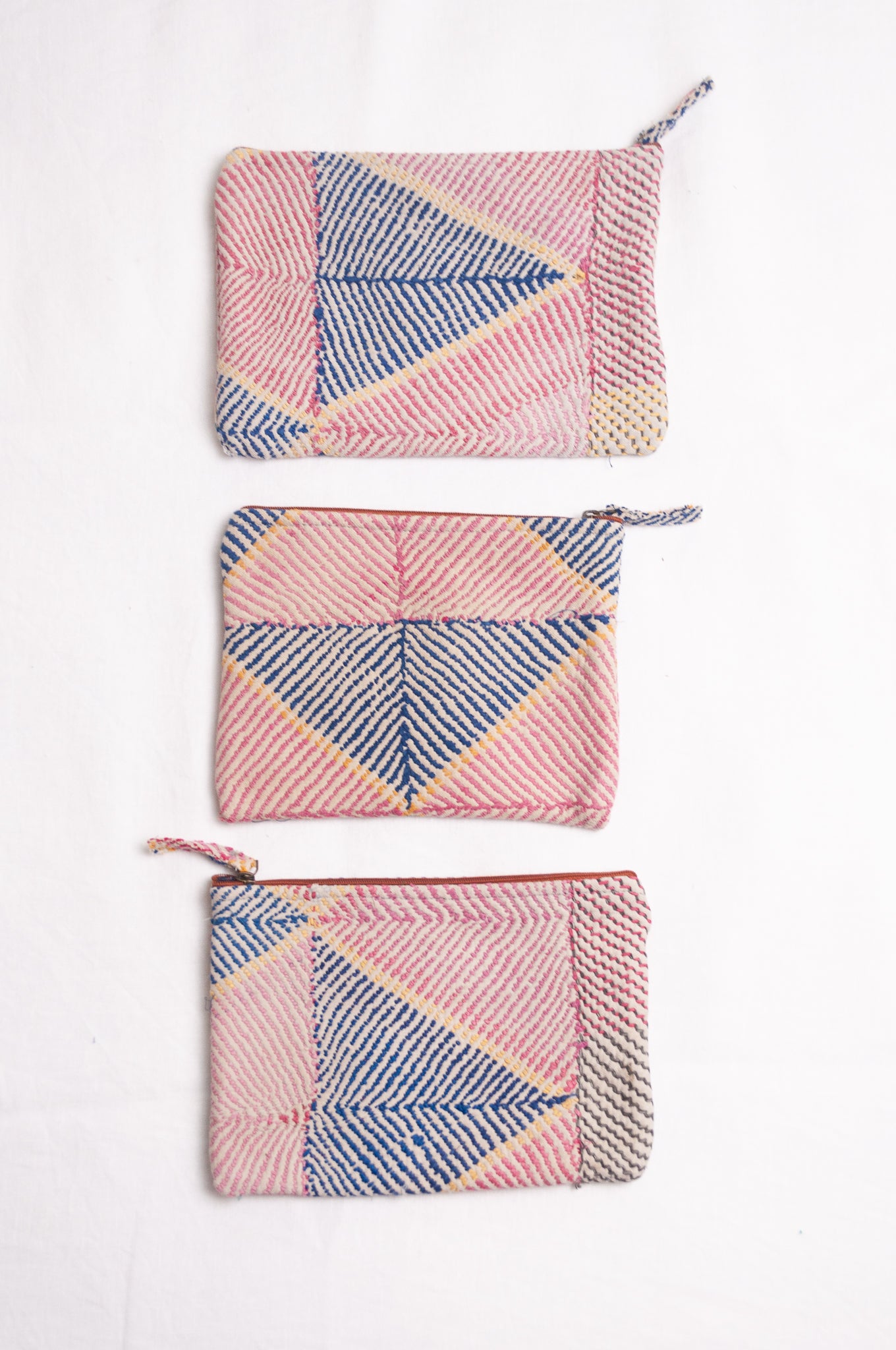 Vintage lohori kantha quilt zippered pouches.