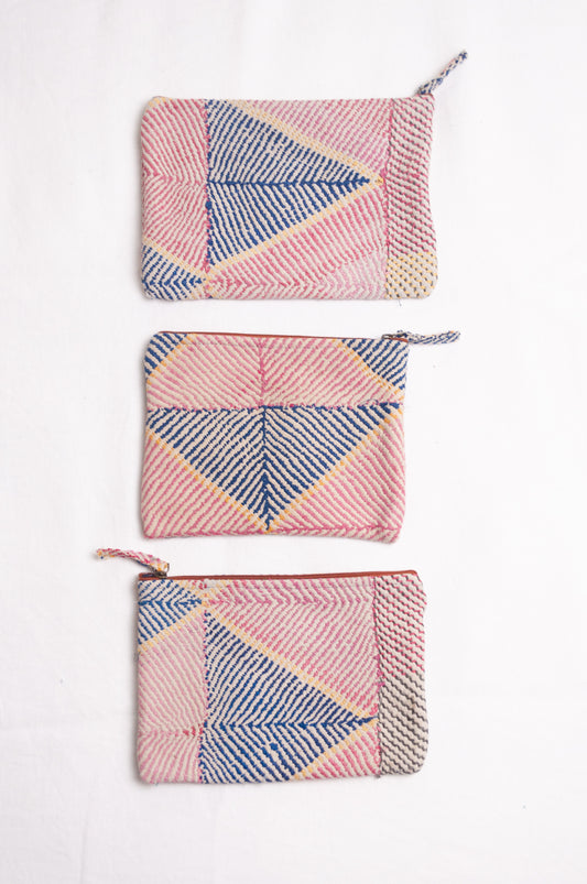 Vintage lohori kantha quilt zippered pouches.