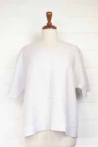 Valia Iris blouse V-neck short sleeves in Pearl grey..