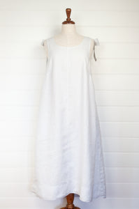 Valia made in Melbourne pearl grey linen sun dress.
