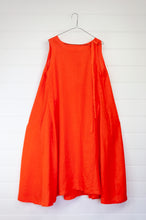 Load image into Gallery viewer, Banana Blue made in Melbourne pleat detail sun dress in neon orange linen.