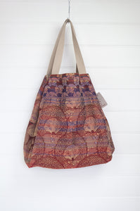 Letol made in France organic cotton jacquard reversible tote bag in Hector russet.