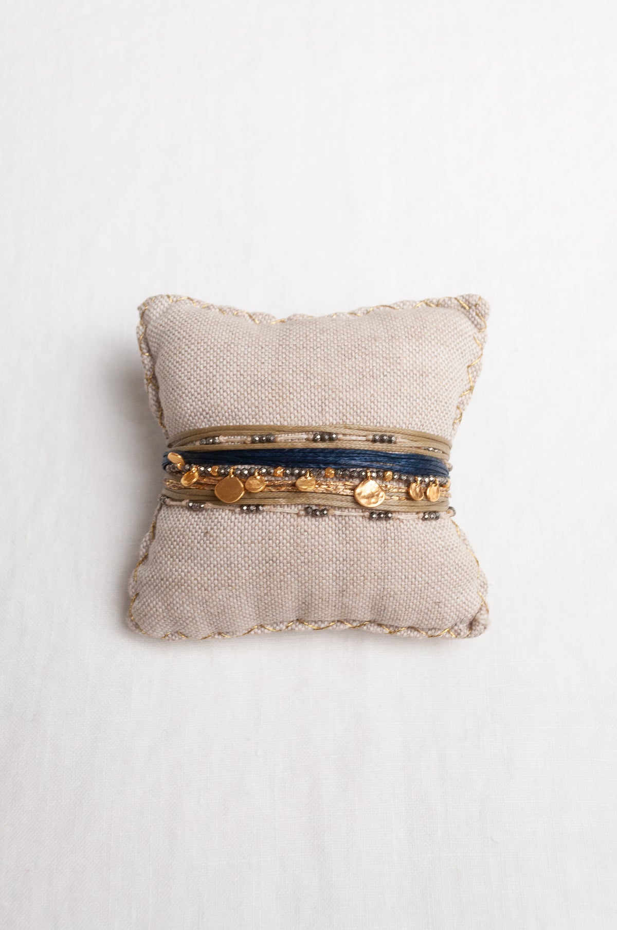 Mary Gaitani multi-line bracelet - taupe and gold