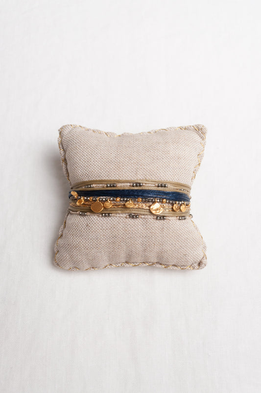 Mary Gaitani multi-line bracelet - taupe and gold