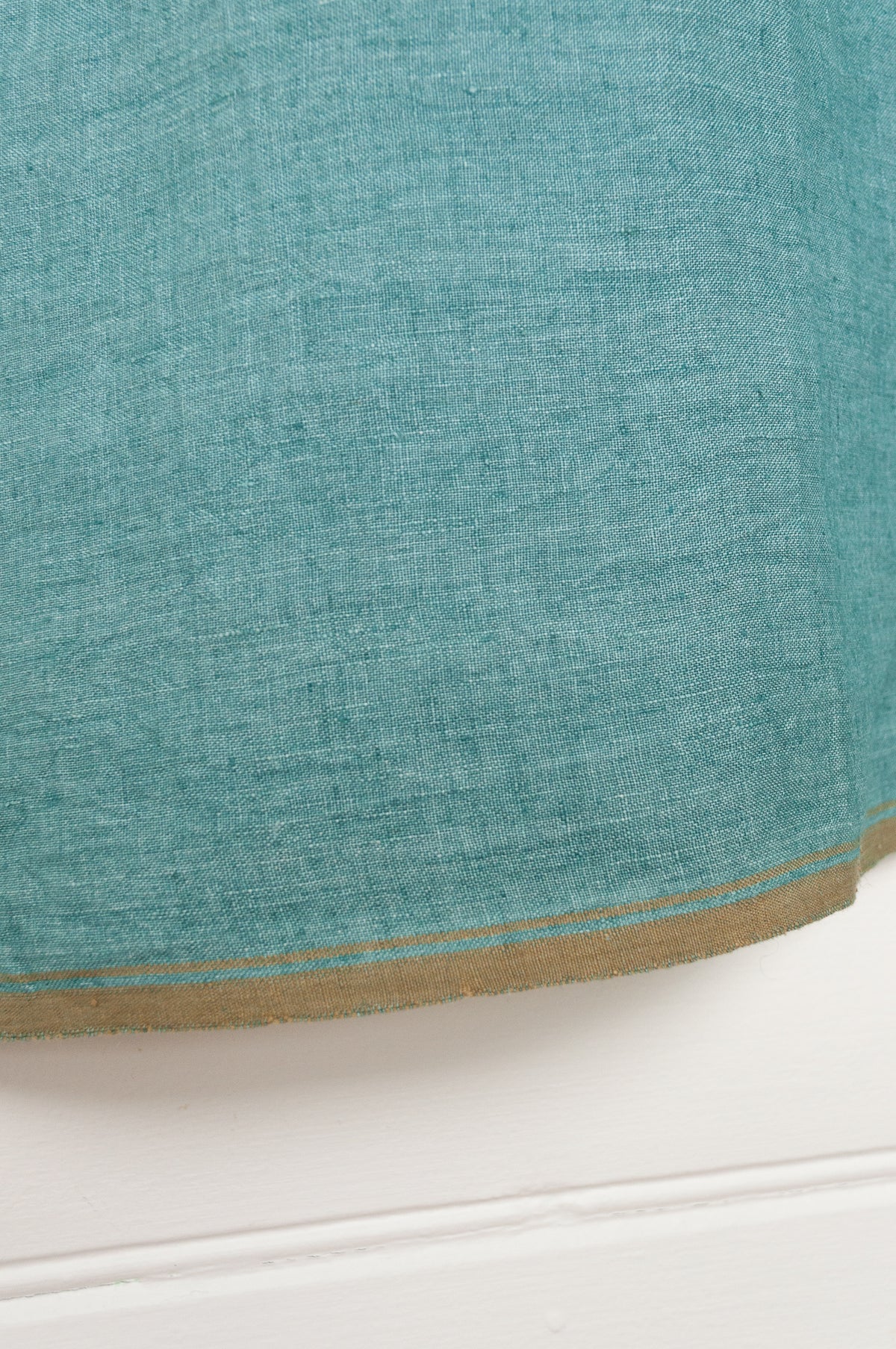 DVE Aishani one size crop sleeveless top in mineral green handloom linen.