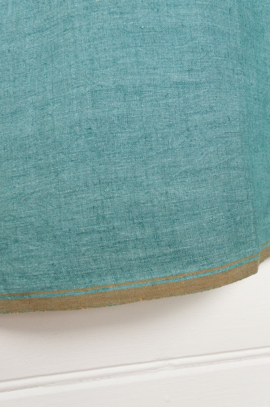 DVE Aishani one size crop sleeveless top in mineral green handloom linen.