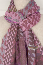 Load image into Gallery viewer, Letol scarf made in france organic cotton Casimir design in marshmallow pink and lilac.