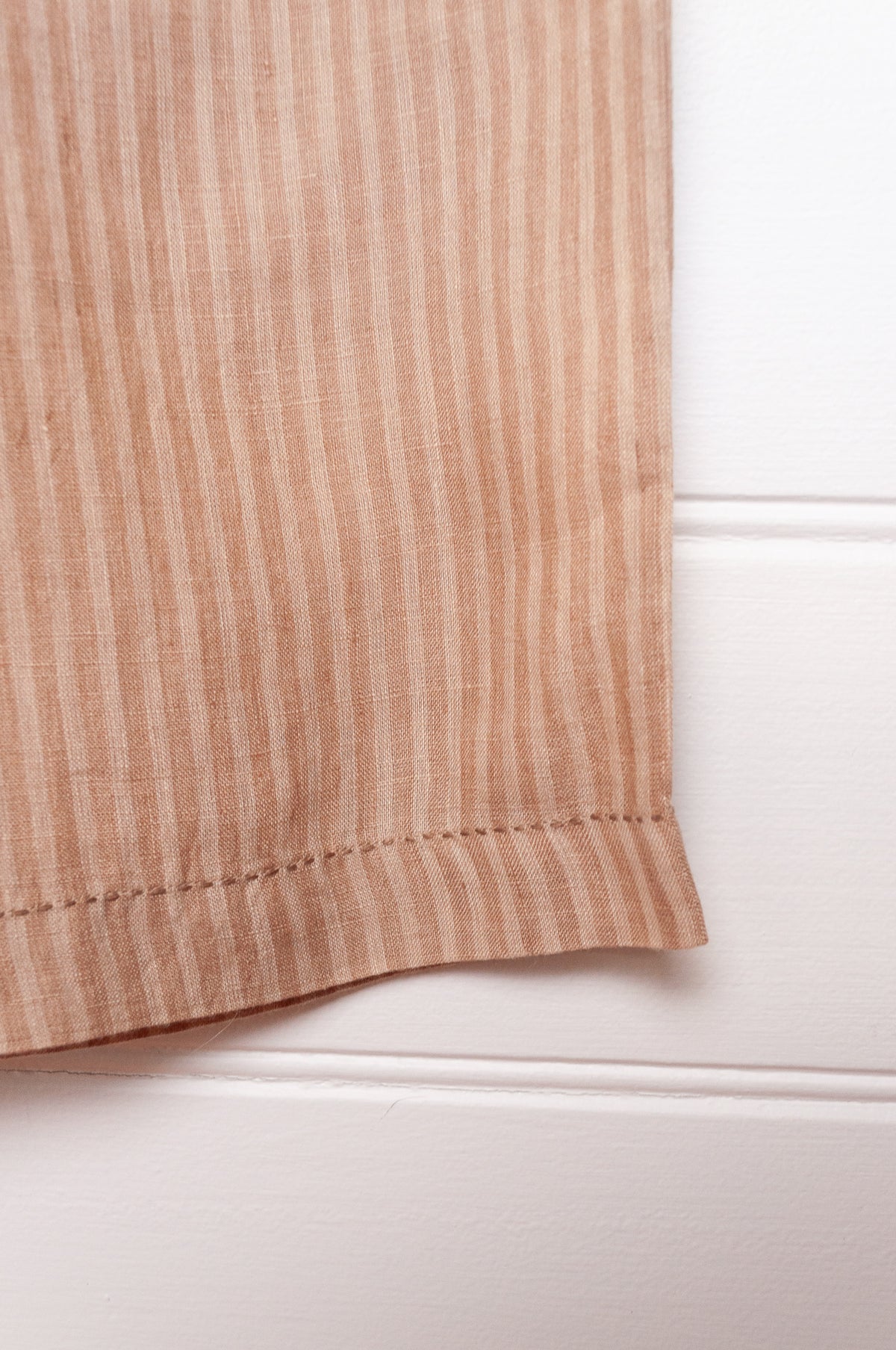 DVE Bala linen stripe pull on elastic waist pants in dune beige and natural stripe.